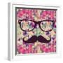 Geometric Hipster Face-cienpies-Framed Art Print