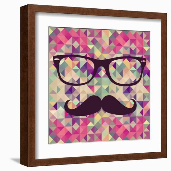 Geometric Hipster Face-cienpies-Framed Art Print