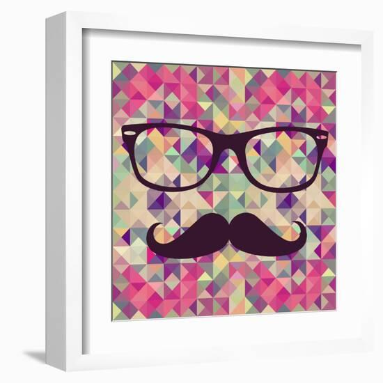 Geometric Hipster Face-cienpies-Framed Art Print