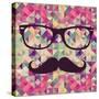 Geometric Hipster Face-cienpies-Stretched Canvas