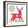 Geometric Holiday Reindeer I Bright-Michael Mullan-Framed Art Print