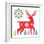 Geometric Holiday Reindeer I Bright-Michael Mullan-Framed Art Print