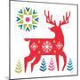 Geometric Holiday Reindeer I Bright-Michael Mullan-Mounted Art Print