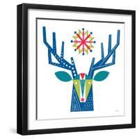 Geometric Holiday Reindeer II Bright-Michael Mullan-Framed Art Print