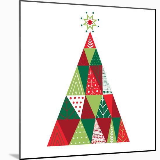 Geometric Holiday Trees I-Michael Mullan-Mounted Art Print