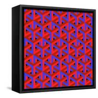 Geometric Optical Art Background in Red and Blue.-jkerrigan-Framed Stretched Canvas