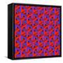 Geometric Optical Art Background in Red and Blue.-jkerrigan-Framed Stretched Canvas