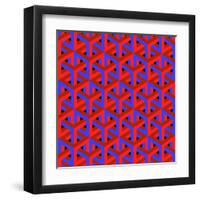 Geometric Optical Art Background in Red and Blue.-jkerrigan-Framed Art Print