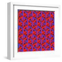 Geometric Optical Art Background in Red and Blue.-jkerrigan-Framed Art Print