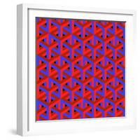 Geometric Optical Art Background in Red and Blue.-jkerrigan-Framed Art Print