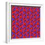 Geometric Optical Art Background in Red and Blue.-jkerrigan-Framed Art Print