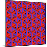 Geometric Optical Art Background in Red and Blue.-jkerrigan-Mounted Art Print