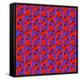 Geometric Optical Art Background in Red and Blue.-jkerrigan-Framed Stretched Canvas