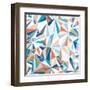 Geometric Pattern - Orange, Teal and Blue 2-Dominique Vari-Framed Art Print