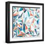 Geometric Pattern - Orange, Teal and Blue 2-Dominique Vari-Framed Art Print