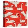 Geometric Pattern with Floating White Swans-incomible-Stretched Canvas