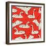 Geometric Pattern with Floating White Swans-incomible-Framed Art Print