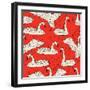 Geometric Pattern with Floating White Swans-incomible-Framed Art Print