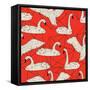 Geometric Pattern with Floating White Swans-incomible-Framed Stretched Canvas