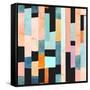 Geometric Seamless Pattern with Multicolor Stripes and Teals-Tasiania-Framed Stretched Canvas