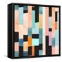 Geometric Seamless Pattern with Multicolor Stripes and Teals-Tasiania-Framed Stretched Canvas