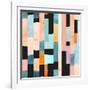 Geometric Seamless Pattern with Multicolor Stripes and Teals-Tasiania-Framed Art Print