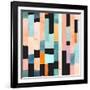 Geometric Seamless Pattern with Multicolor Stripes and Teals-Tasiania-Framed Art Print