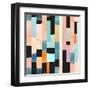 Geometric Seamless Pattern with Multicolor Stripes and Teals-Tasiania-Framed Art Print