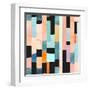 Geometric Seamless Pattern with Multicolor Stripes and Teals-Tasiania-Framed Art Print