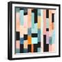 Geometric Seamless Pattern with Multicolor Stripes and Teals-Tasiania-Framed Art Print