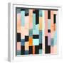 Geometric Seamless Pattern with Multicolor Stripes and Teals-Tasiania-Framed Art Print