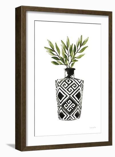 Geometric Vases III Green-Mercedes Lopez Charro-Framed Art Print