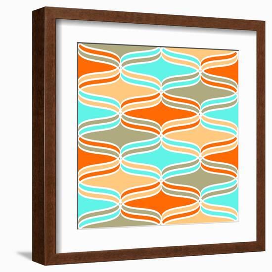 Geometric Wavy Lines Pattern-klivenkova-Framed Art Print