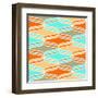 Geometric Wavy Lines Pattern-klivenkova-Framed Art Print