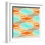 Geometric Wavy Lines Pattern-klivenkova-Framed Art Print