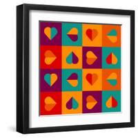 Geometrical Pattern With Hearts-Slanapotam-Framed Art Print