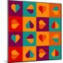 Geometrical Pattern With Hearts-Slanapotam-Mounted Art Print