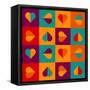 Geometrical Pattern With Hearts-Slanapotam-Framed Stretched Canvas