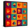 Geometrical Pattern With Hearts-Slanapotam-Framed Stretched Canvas