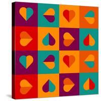 Geometrical Pattern With Hearts-Slanapotam-Stretched Canvas