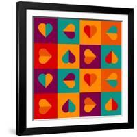 Geometrical Pattern With Hearts-Slanapotam-Framed Art Print