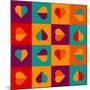 Geometrical Pattern With Hearts-Slanapotam-Mounted Art Print