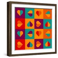 Geometrical Pattern With Hearts-Slanapotam-Framed Art Print