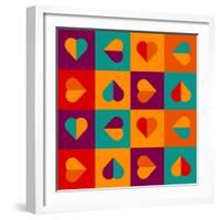 Geometrical Pattern With Hearts-Slanapotam-Framed Art Print