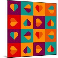 Geometrical Pattern With Hearts-Slanapotam-Mounted Art Print