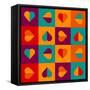 Geometrical Pattern With Hearts-Slanapotam-Framed Stretched Canvas