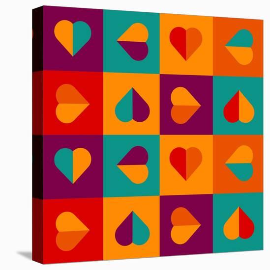 Geometrical Pattern With Hearts-Slanapotam-Stretched Canvas