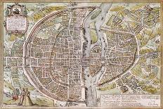 Paris Map, 1581-Georg Braun-Mounted Giclee Print