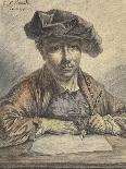 Self-Portrait Sketching, 1752 (Black and Red Chalk with Watercolour, Pastel, Pen and Black Ink)-Georg Friedrich Schmidt-Giclee Print