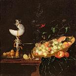 A Still Life of Fruit with a Nautilus Cup on a Draped Ledge-Georg Hinz-Mounted Giclee Print